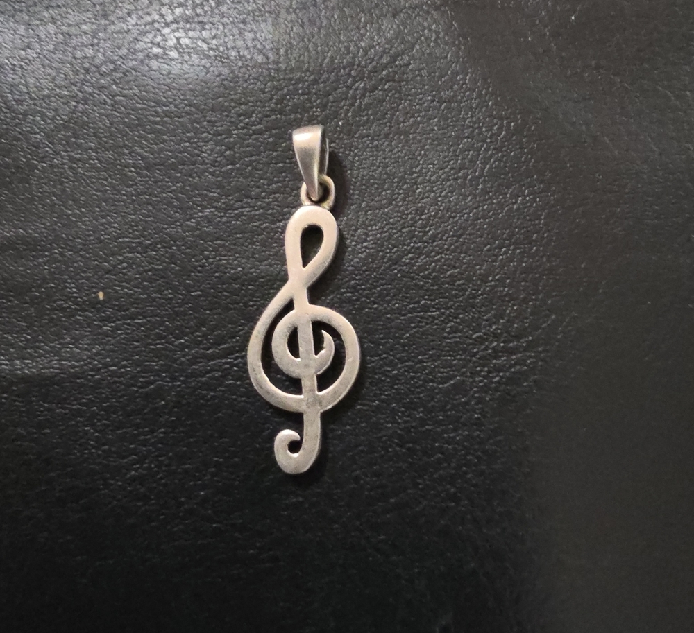 Silver Treble Clef Pendant Necklace - Music Note Charm